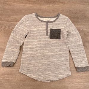 Miki Miette Gray and Off-white Henley-Size 4T